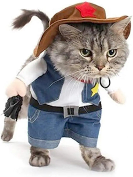 Funny Cowboy Halloween Costume for Cats