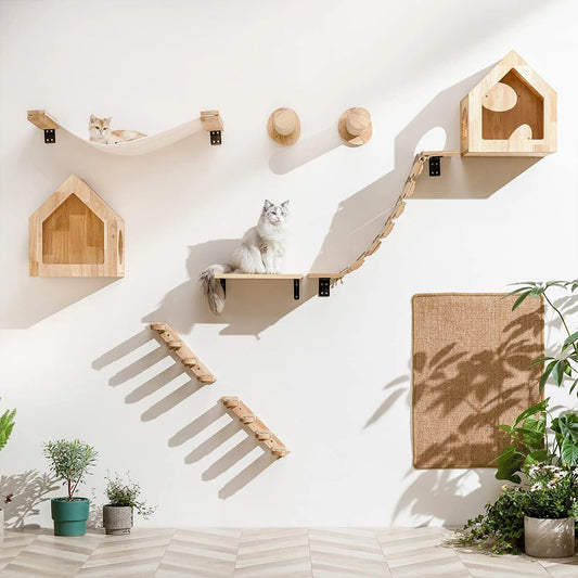 Wall-Mounted Cat Climbing Shelf Set