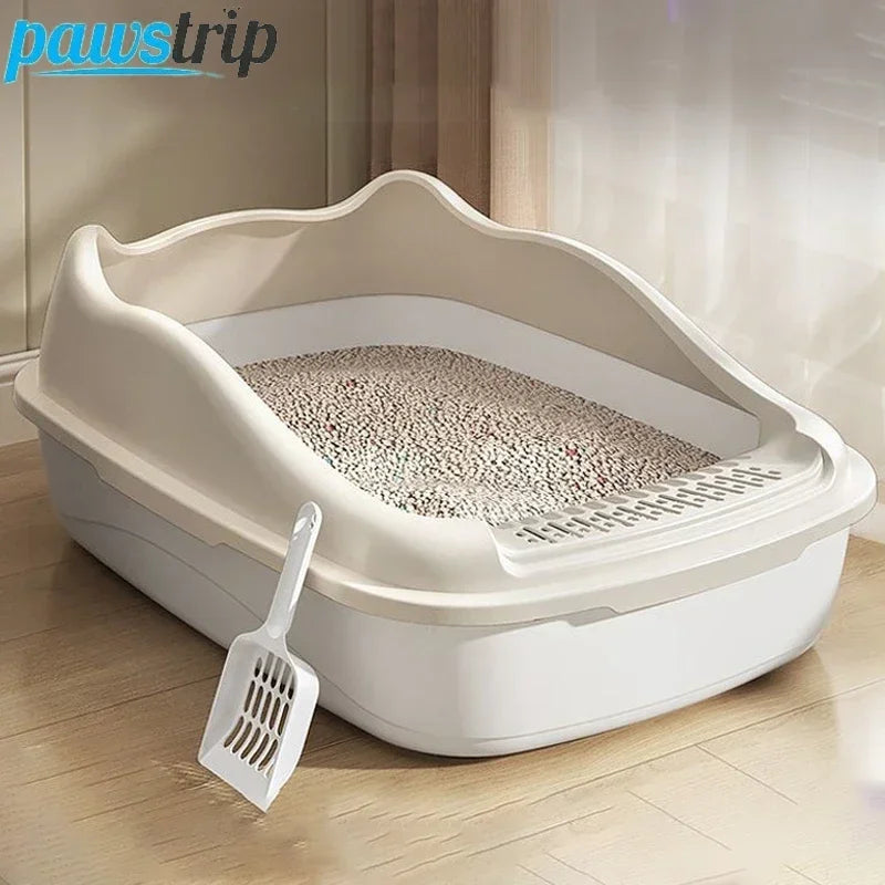 Semi-Closed Cat Litter Box for Small Cats & Dogs – Detachable Tray with Scoop