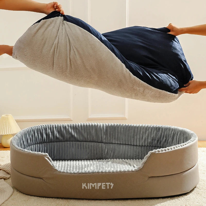 Kimpets Waterproof Plush Dog & Cat Bed – Washable, Thick Cushion for Small, Medium, and Large Pets