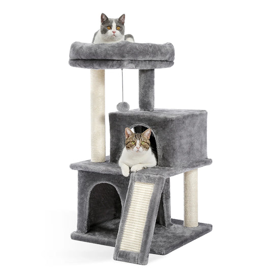 Luxury Cat Tree Towers with Double Condos, Spacious Perch, Hammock & Sisal Scratching Posts