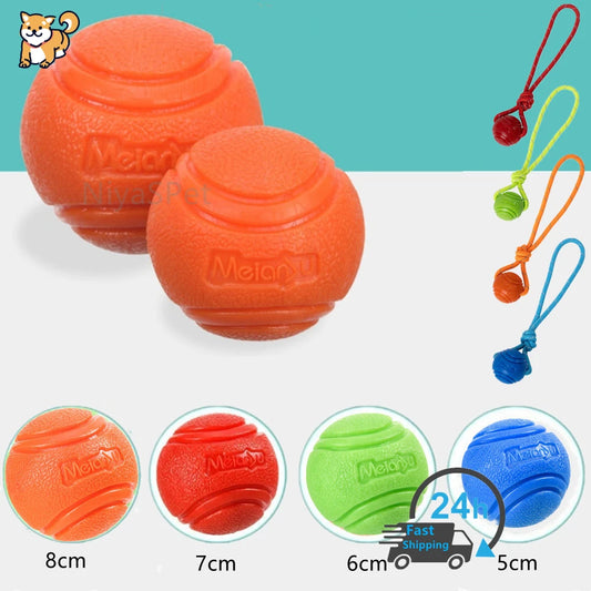 Indestructible Rubber Dog Ball Toy with String