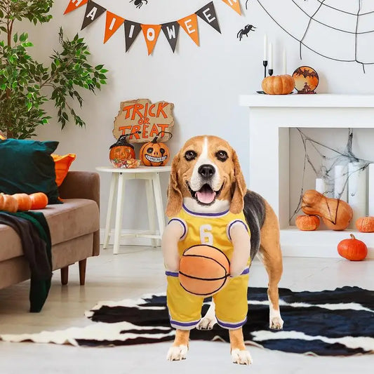 Dog Basketball Player Costume with Basketball