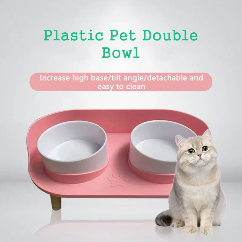 PetLift Adjustable Double Bowl Feeder for Cats and Small Dogs