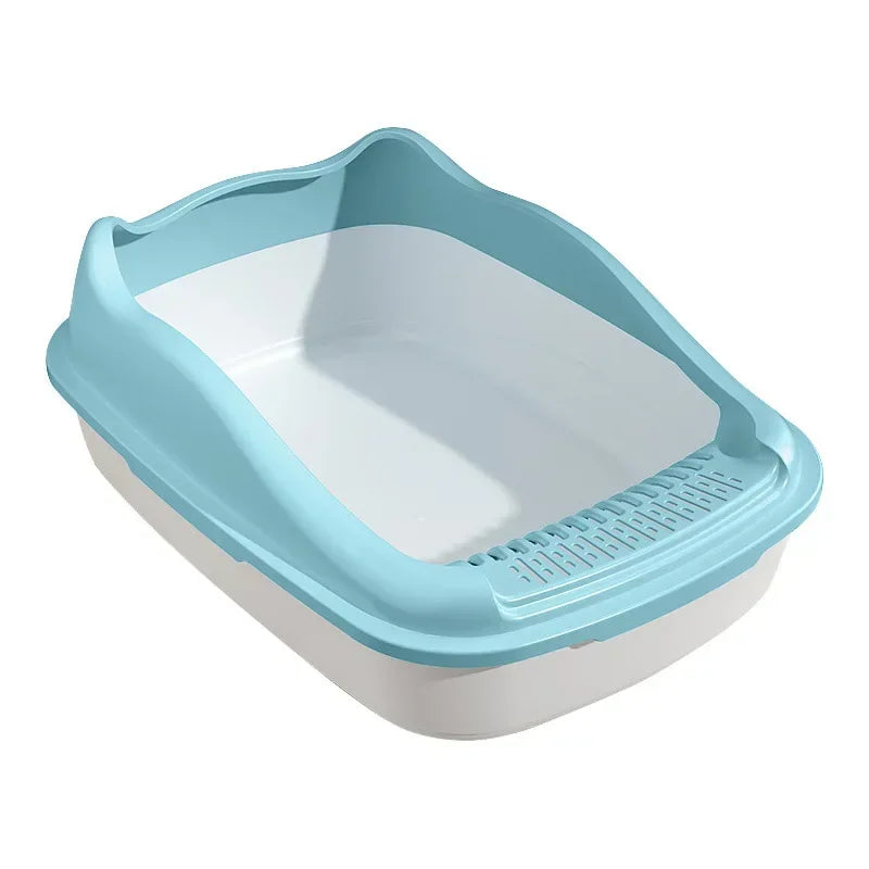 Semi-Closed Cat Litter Box for Small Cats & Dogs – Detachable Tray with Scoop