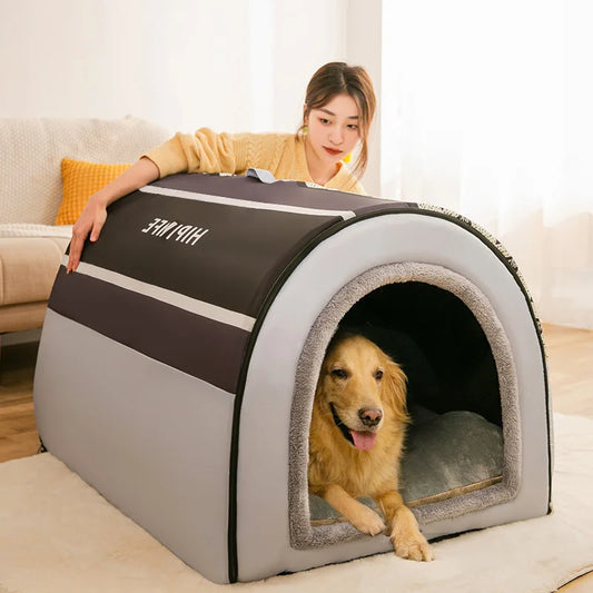 Portable Dog Warm House – Washable, Classic Design for Medium and Large Dogs