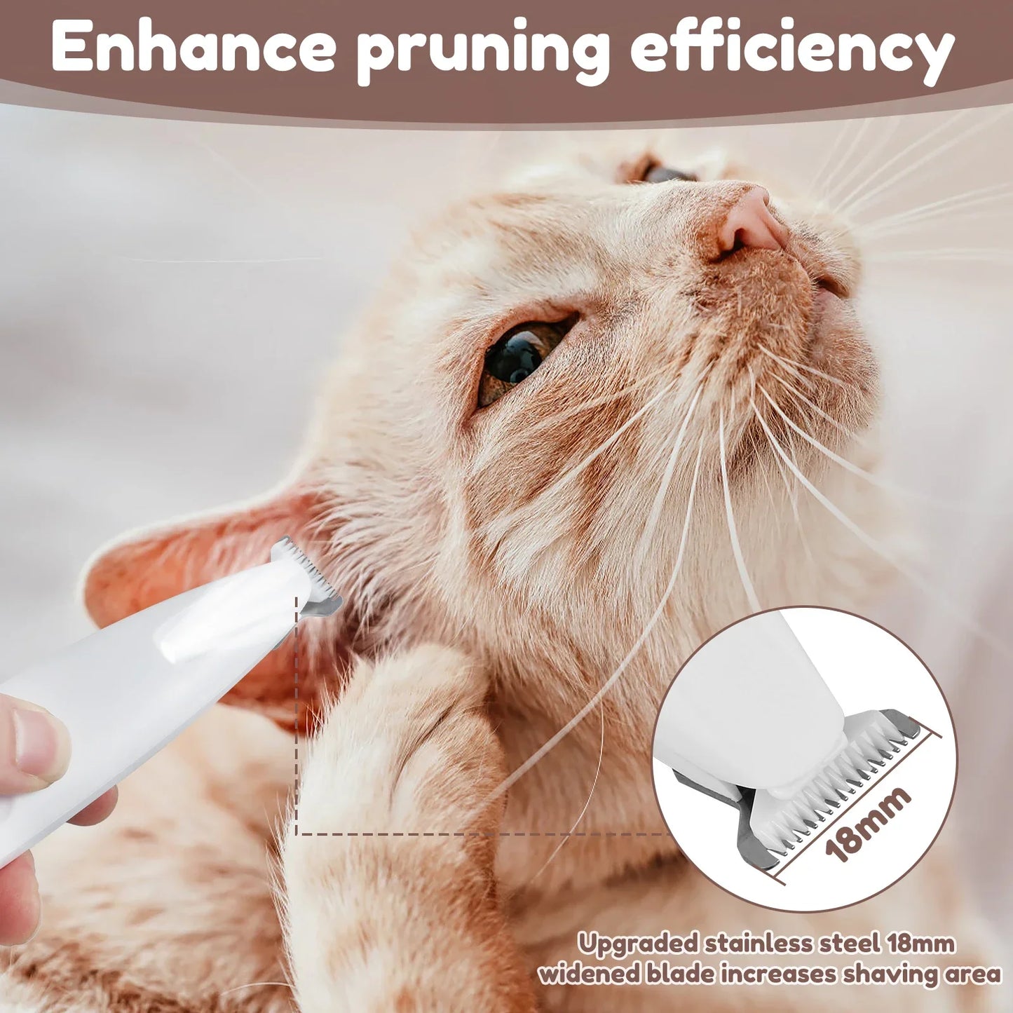 Paw Trimmer with LED Light – Fully Waterproof Pet Hair Clippers with LED Display and 18mm Widened Blade