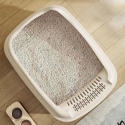 Semi-Closed Cat Litter Box for Small Cats & Dogs – Detachable Tray with Scoop